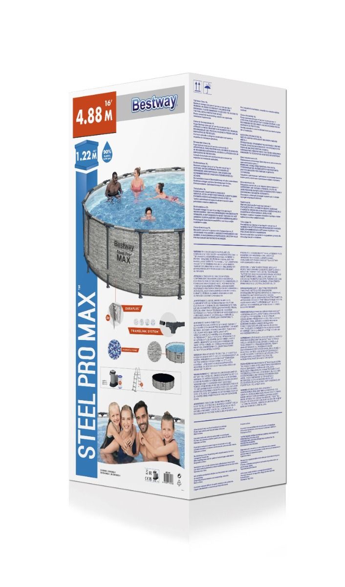 Bestway 16ft X 48" Steel Pro Max Stone Pool Set