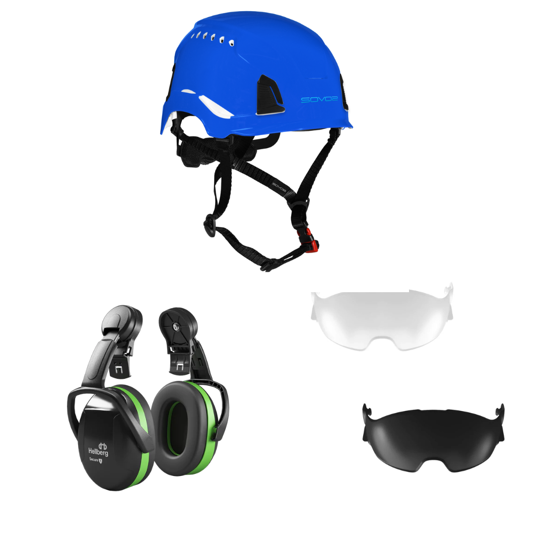 SOVOS S3200 Safety Climbing Helmet Half Visor Bundle