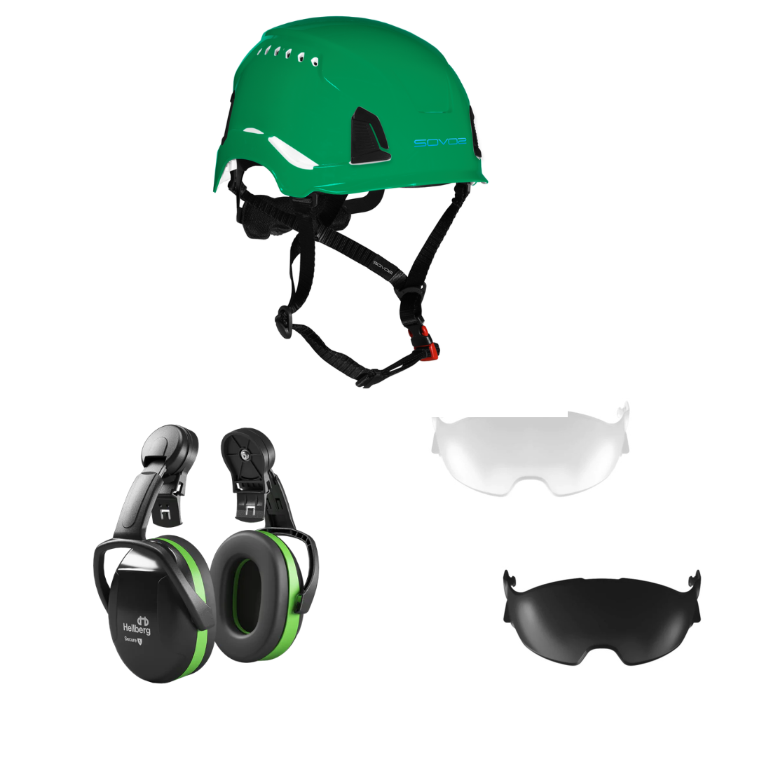 SOVOS S3200 Safety Climbing Helmet Half Visor Bundle