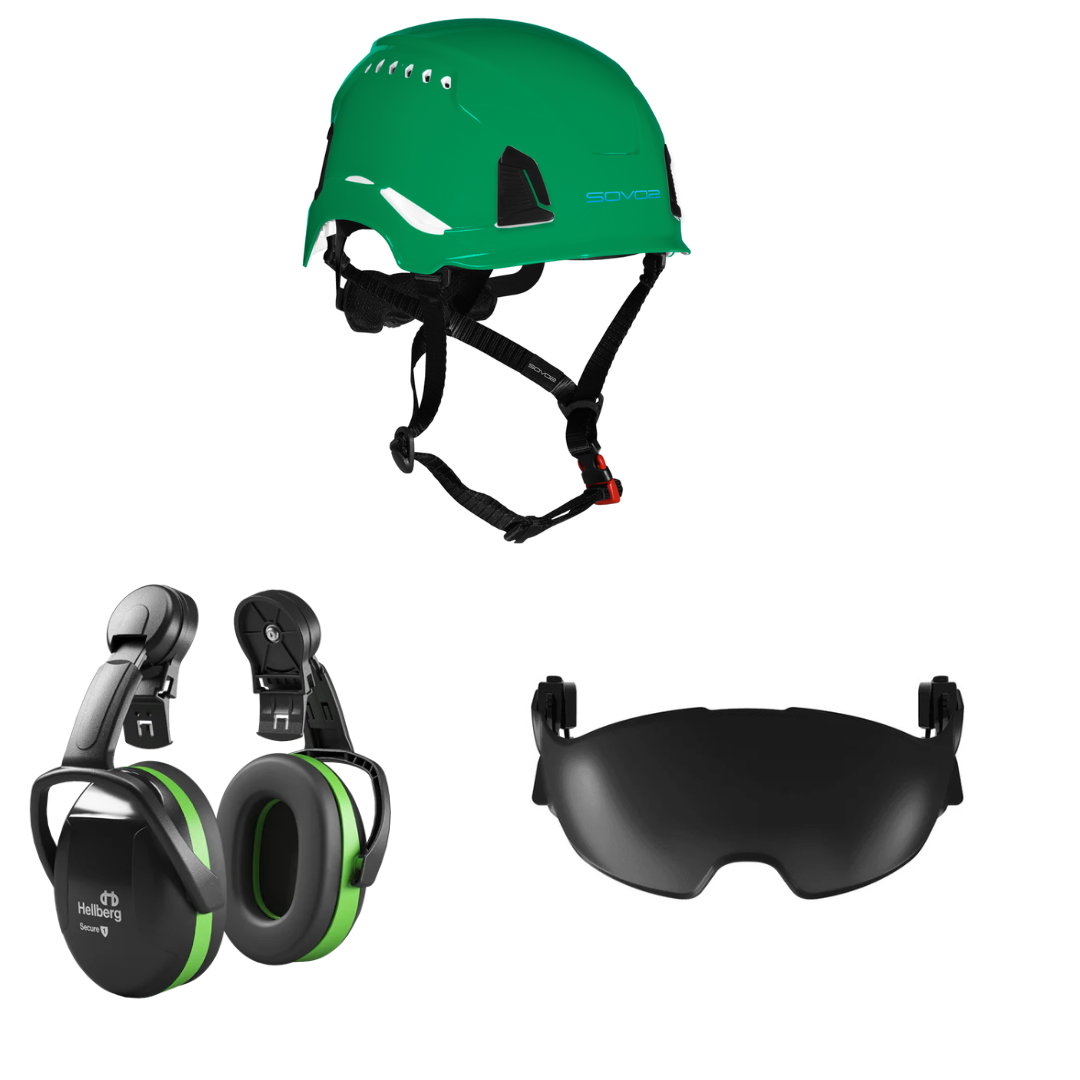 SOVOS S3200 Safety Climbing Helmet Half Visor 25SNR Bundle