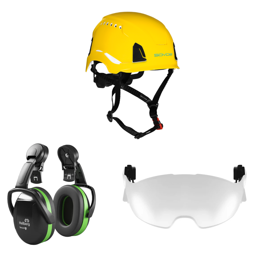 SOVOS S3200 Safety Climbing Helmet Half Visor 25SNR Bundle