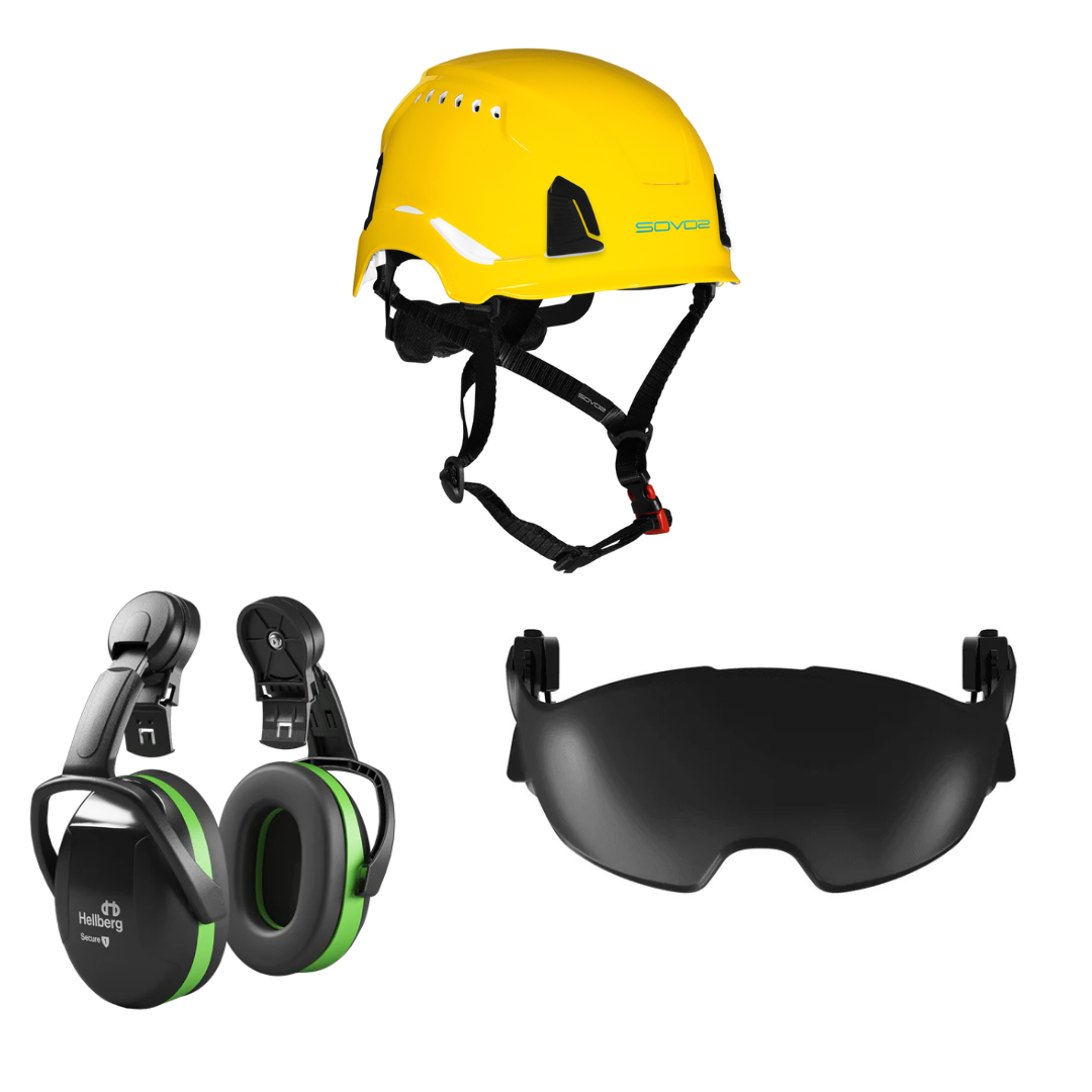 SOVOS S3200 Safety Climbing Helmet Half Visor 25SNR Bundle