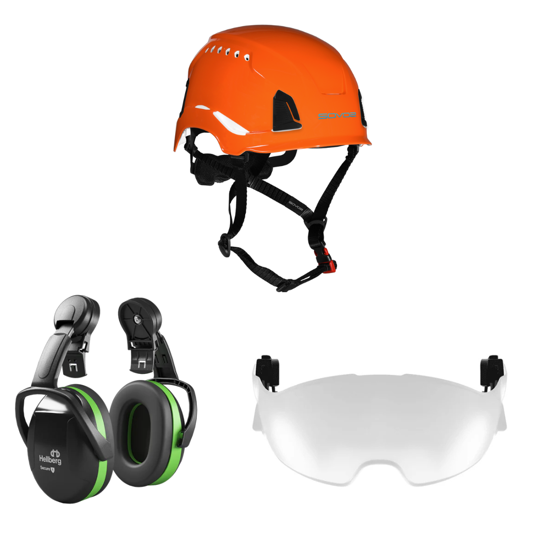 SOVOS S3200 Safety Climbing Helmet Half Visor 25SNR Bundle