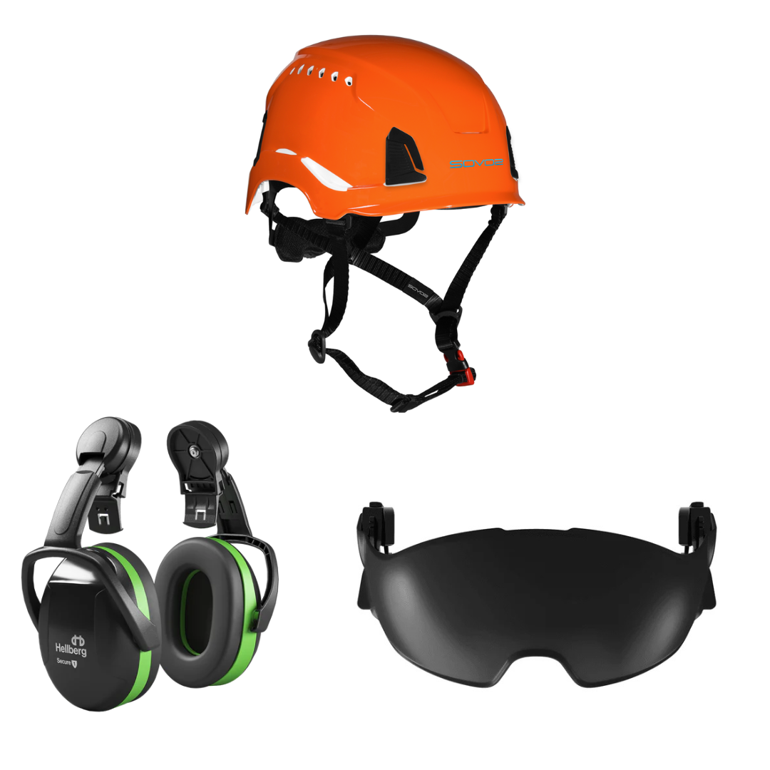 SOVOS S3200 Safety Climbing Helmet Half Visor 25SNR Bundle