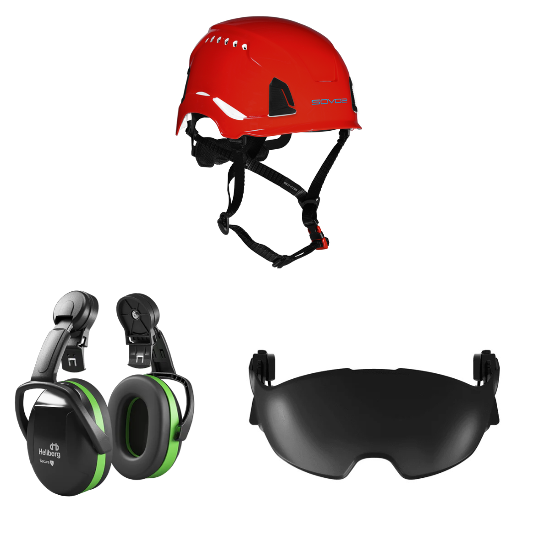 SOVOS S3200 Safety Climbing Helmet Half Visor 25SNR Bundle