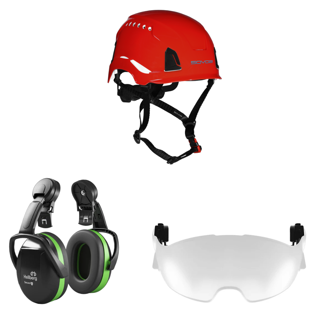 SOVOS S3200 Safety Climbing Helmet Half Visor 25SNR Bundle