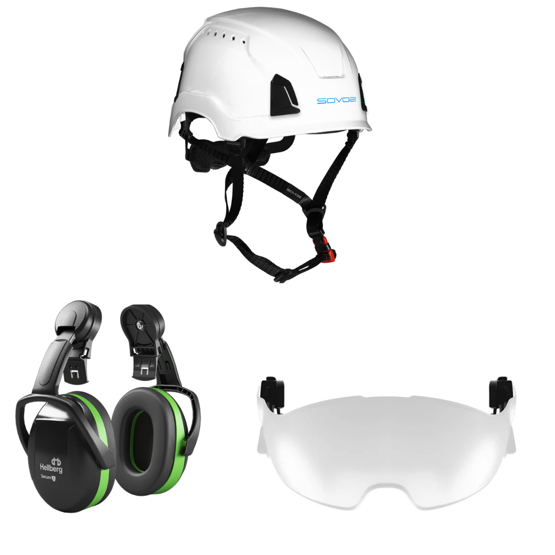 SOVOS S3200 Safety Climbing Helmet Half Visor 25SNR Bundle