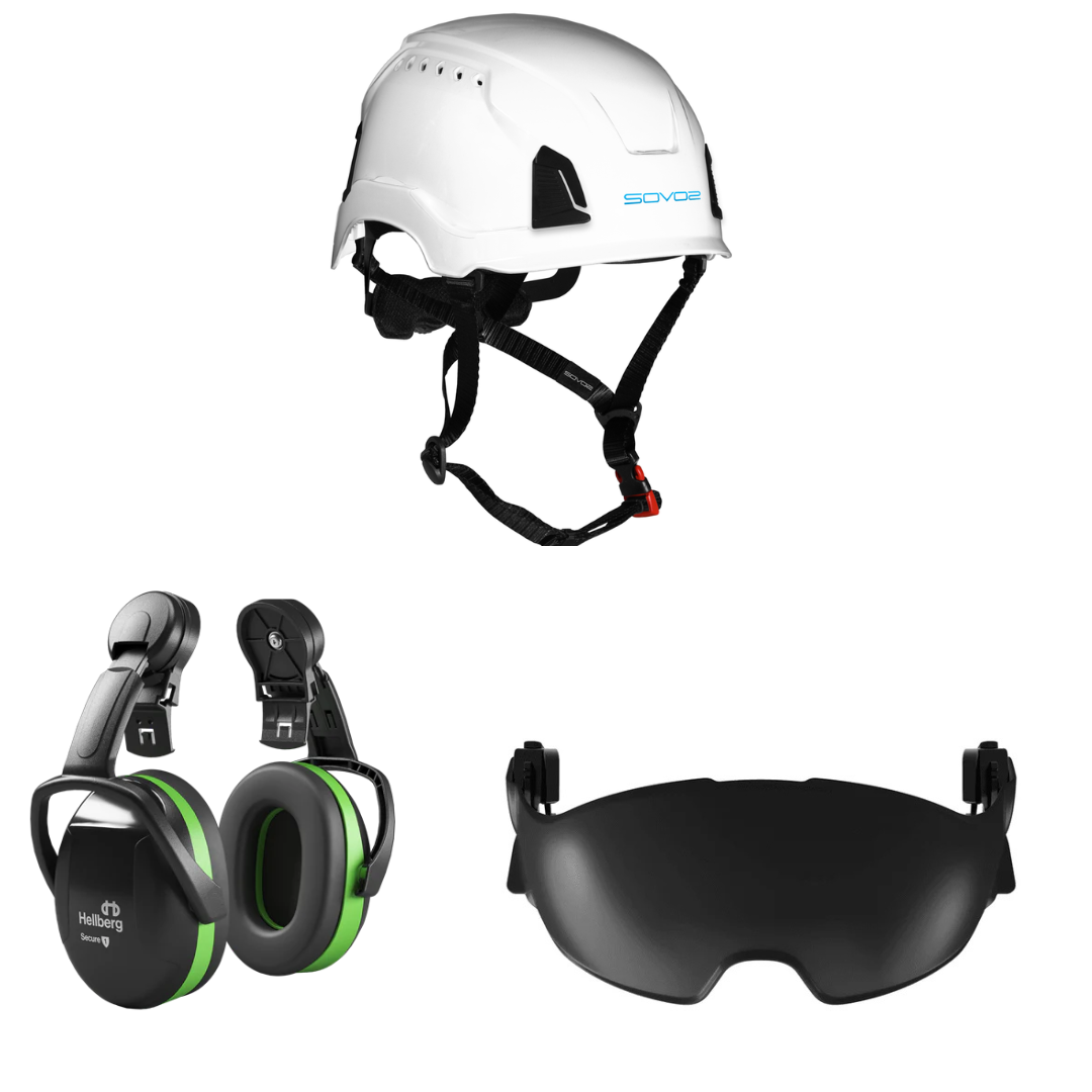 SOVOS S3200 Safety Climbing Helmet Half Visor 25SNR Bundle