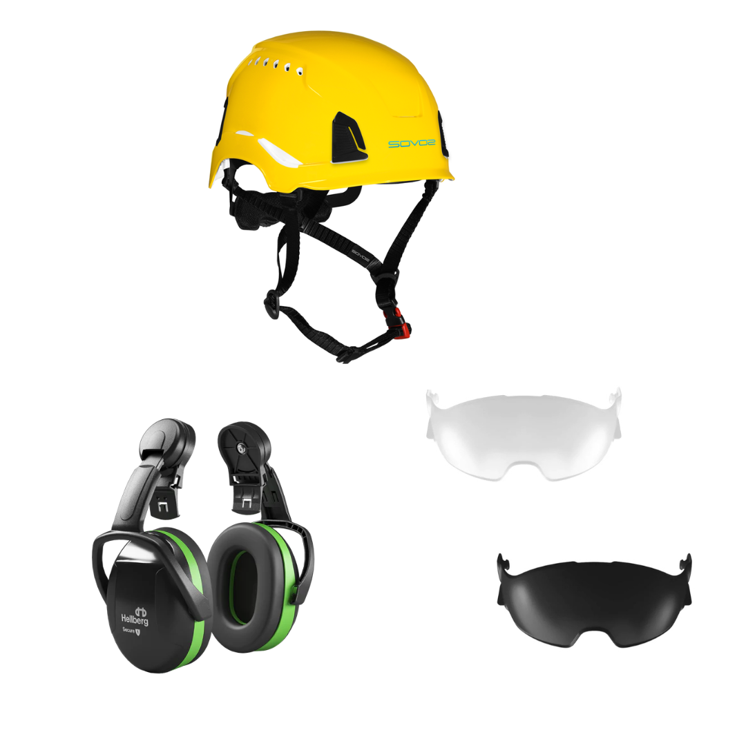 SOVOS S3200 Safety Climbing Helmet Half Visor Bundle