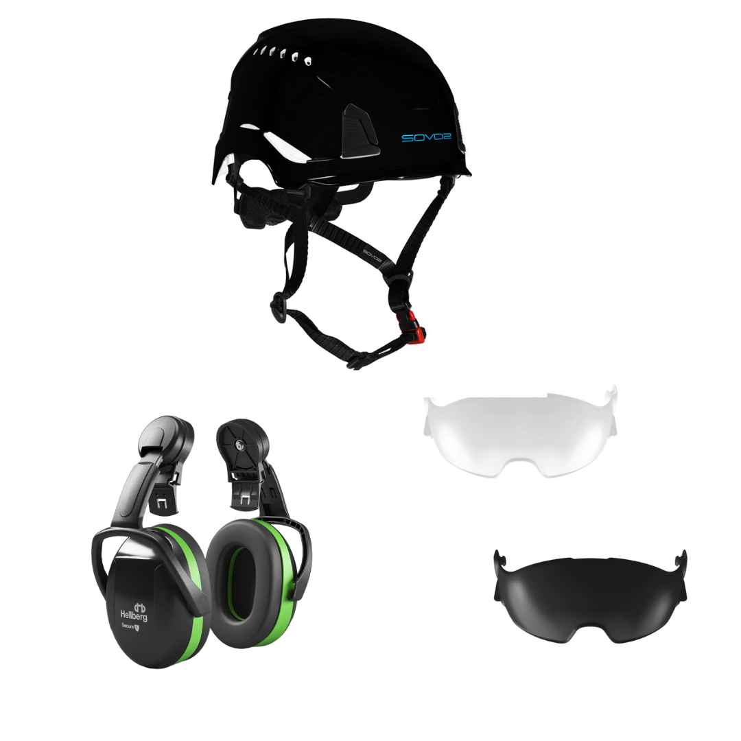 SOVOS S3200 Safety Climbing Helmet Half Visor Bundle