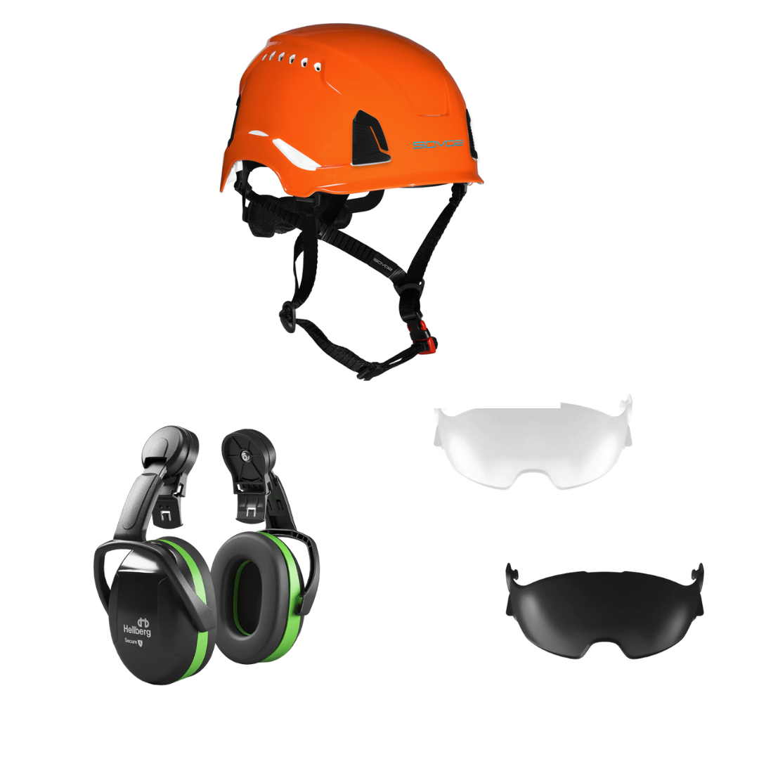 SOVOS S3200 Safety Climbing Helmet Half Visor Bundle