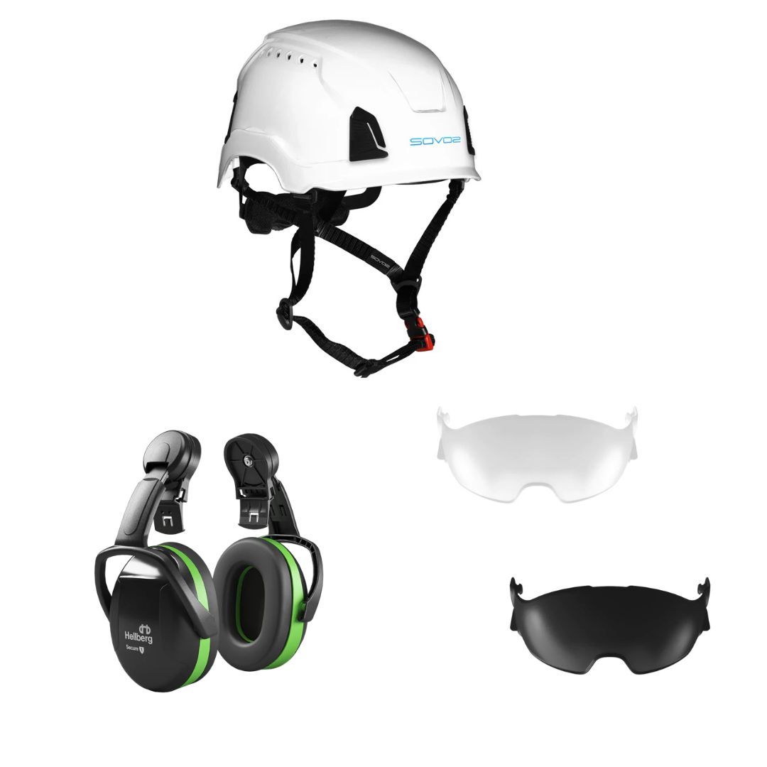 SOVOS S3200 Safety Climbing Helmet Half Visor Bundle