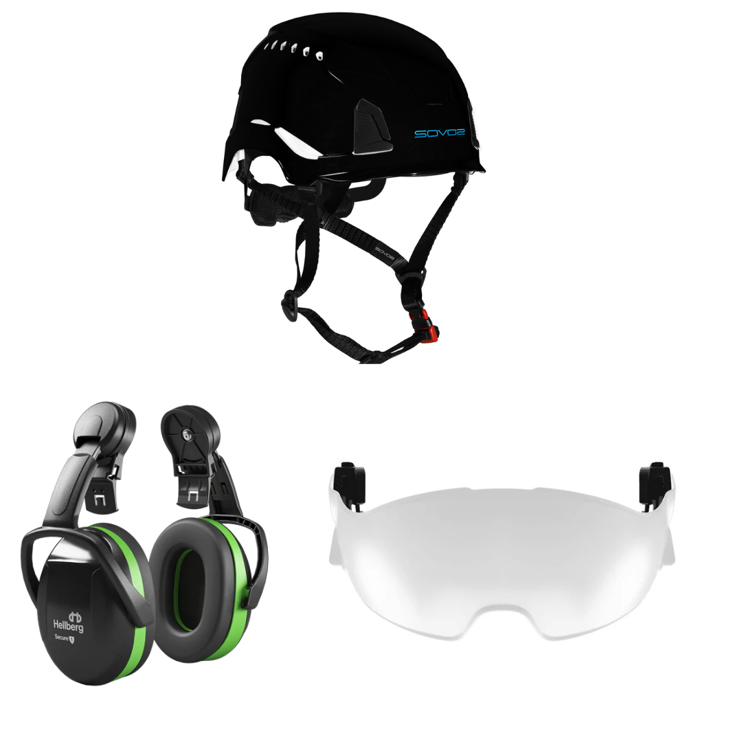 SOVOS S3200 Safety Climbing Helmet Half Visor 25SNR Bundle