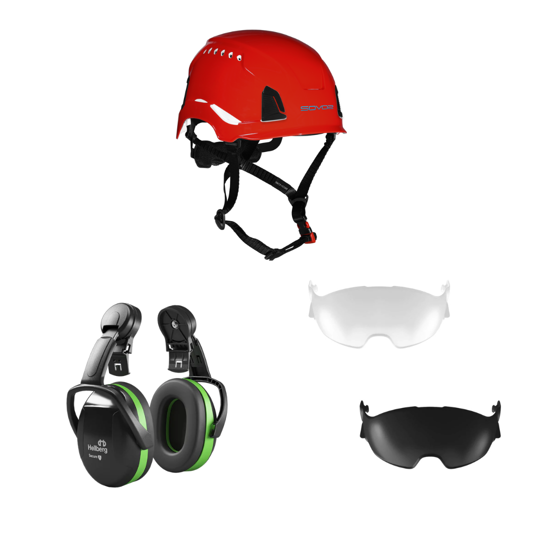 SOVOS S3200 Safety Climbing Helmet Half Visor Bundle
