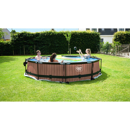 EXIT Wood Pool 12ft x76cm with Filter Pump - Wood