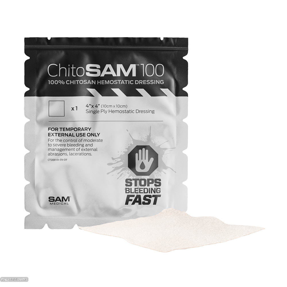 SAM Medical ChitoSAM 100 - Single 4" x 4" (10cm x 10cm)