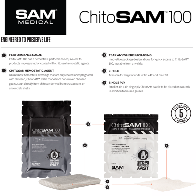 SAM ChitoSAM 100 - Z-Fold 3" x 76" (7.6cm x 183cm)